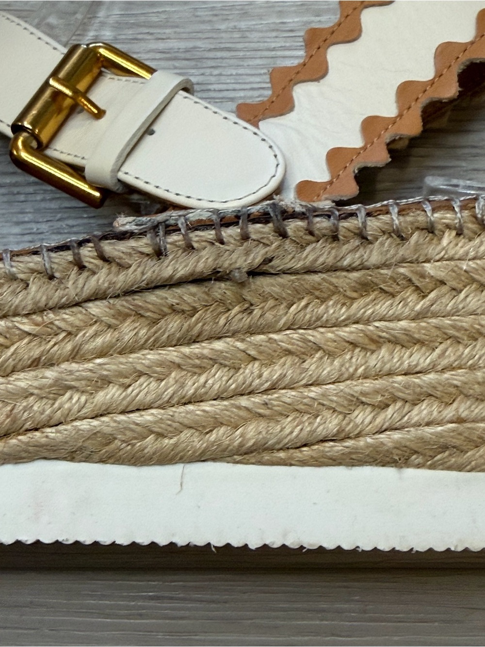 SEE BY CHLOÉ Sandals Glyn Espadrille Platform Strap Tan Leather Women's 10 Sz 41 - Picture 12 of 14